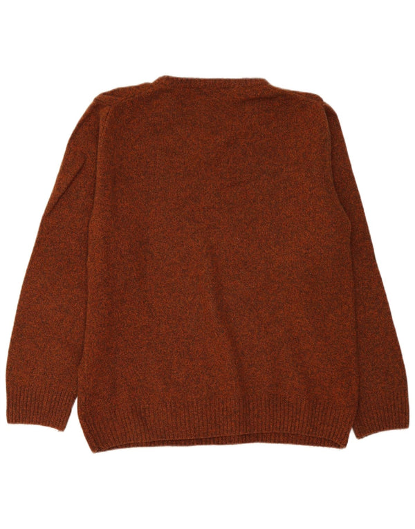 Harmont & Blaine Męski sweter z dekoltem w kształcie litery V 2XL Brązowy nakrapiany owcza wełna