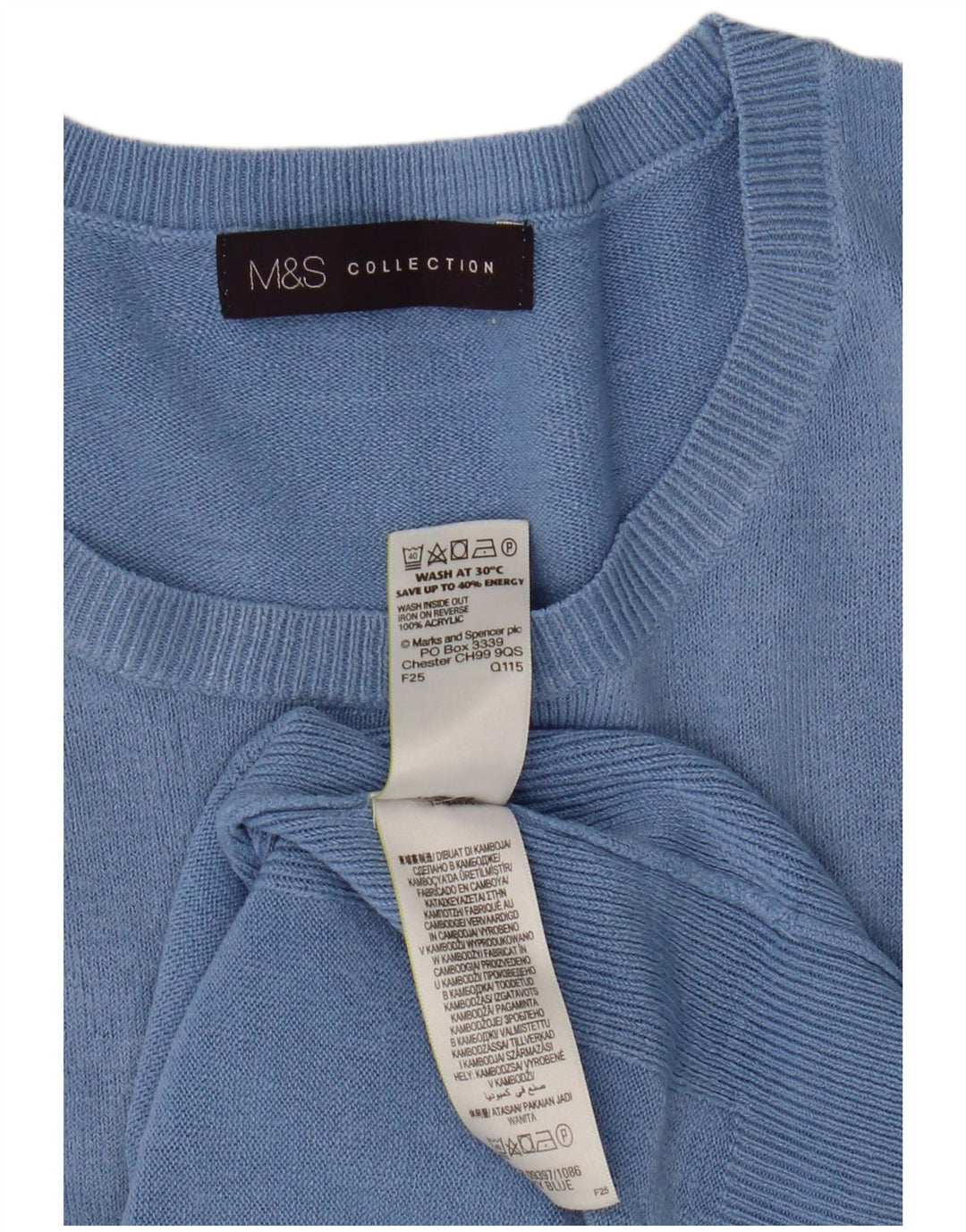 Marks & Spencer Damski sweter z dekoltem w łódkę UK 14 Średni niebieski akryl