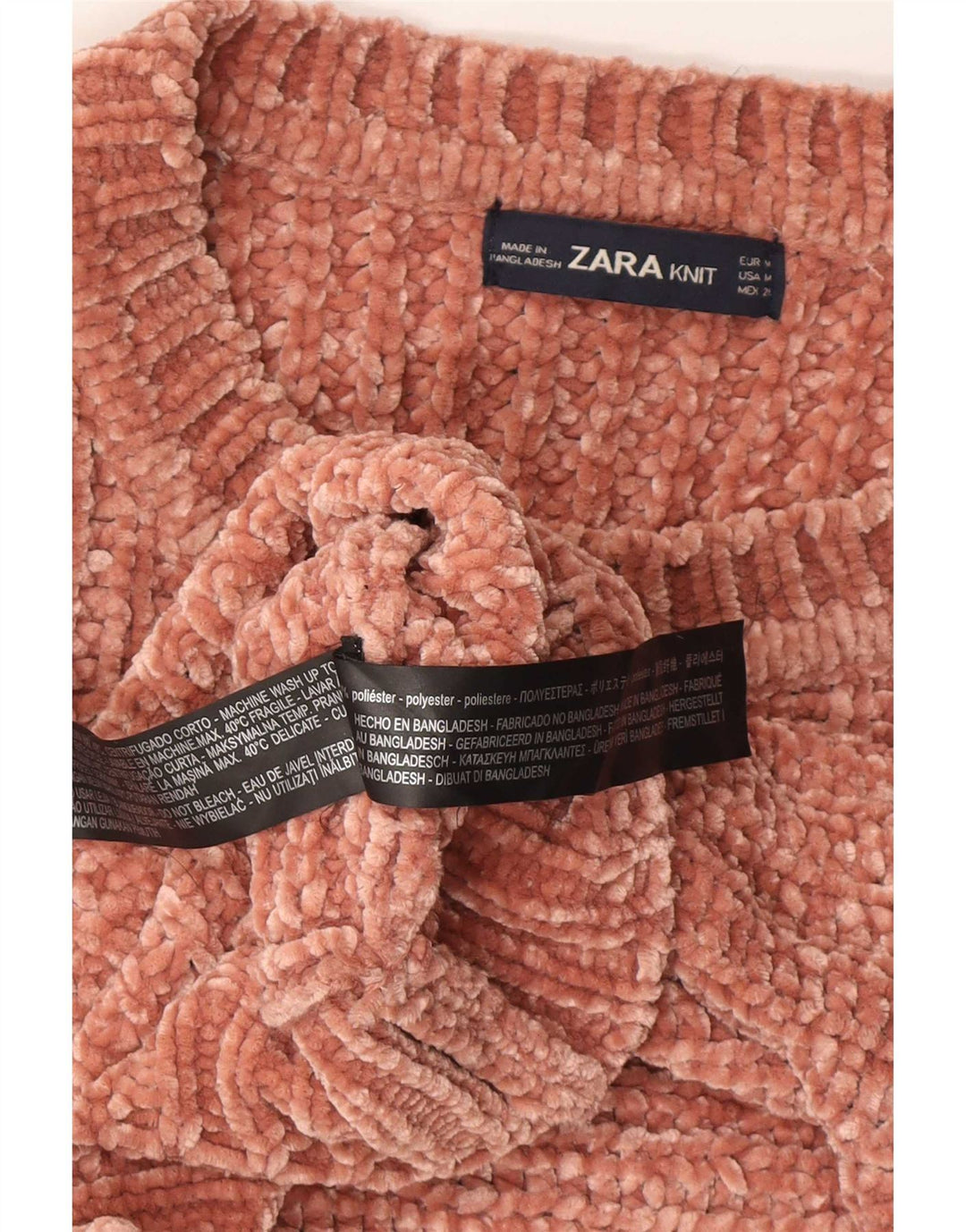 Damski sweter Zara z dekoltem w łódkę, UK 14, średni brązowy poliester