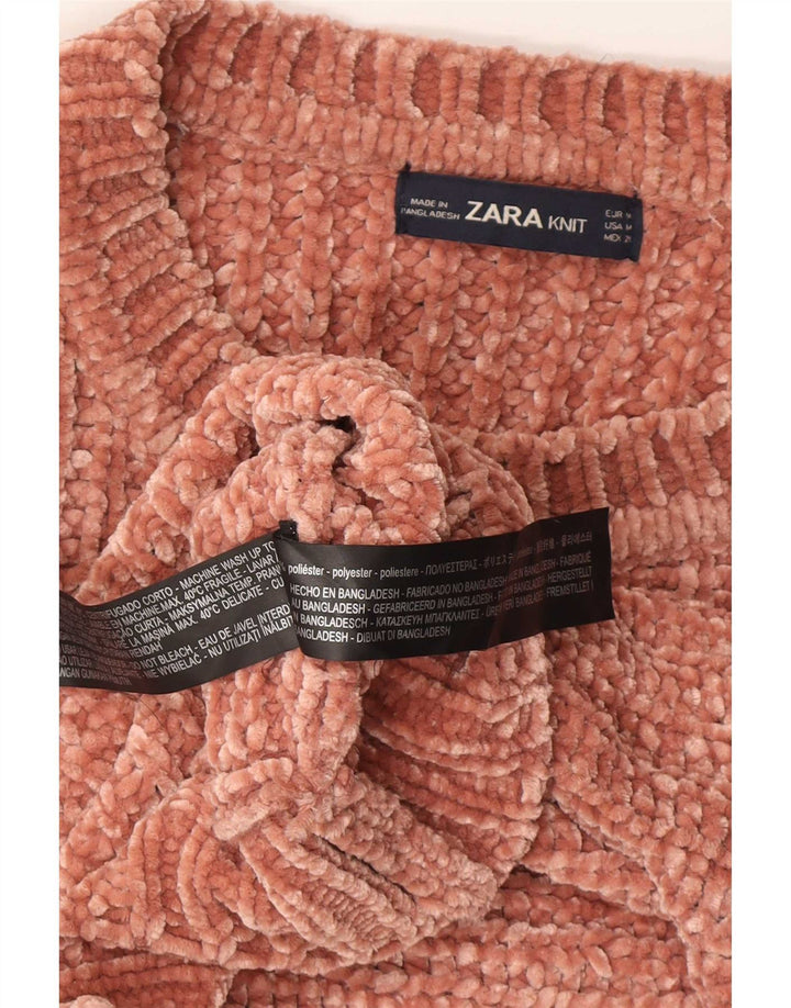 Damski sweter Zara z dekoltem w łódkę, UK 14, średni brązowy poliester