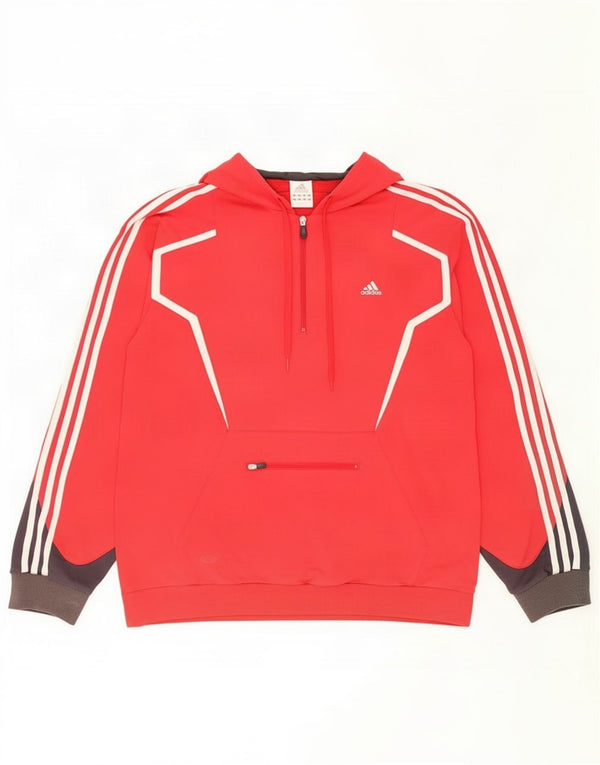 Adidas Męska bluza z kapturem XL, czerwona, bawełniana z blokami kolorów