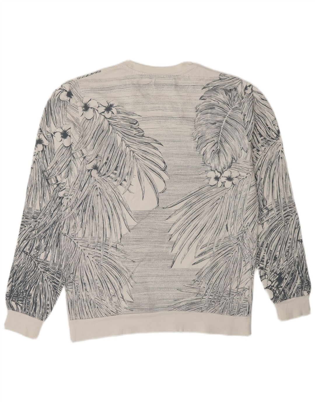 Męska bluza Zara Sweter Średniej wielkości biała bawełniana w kwiaty
