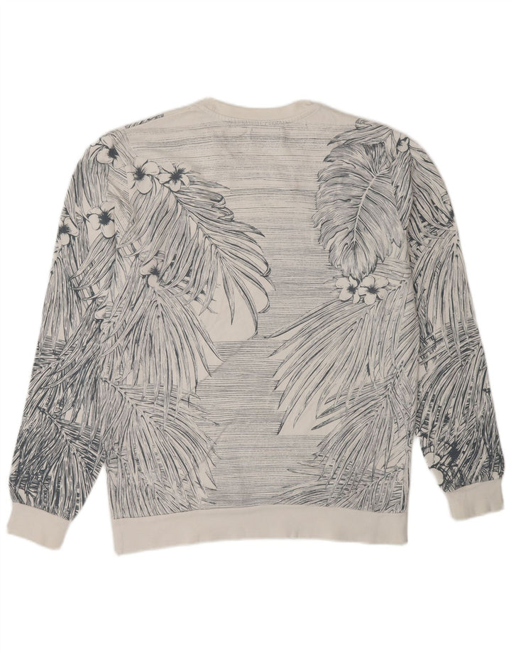 Męska bluza Zara Sweter Średniej wielkości biała bawełniana w kwiaty