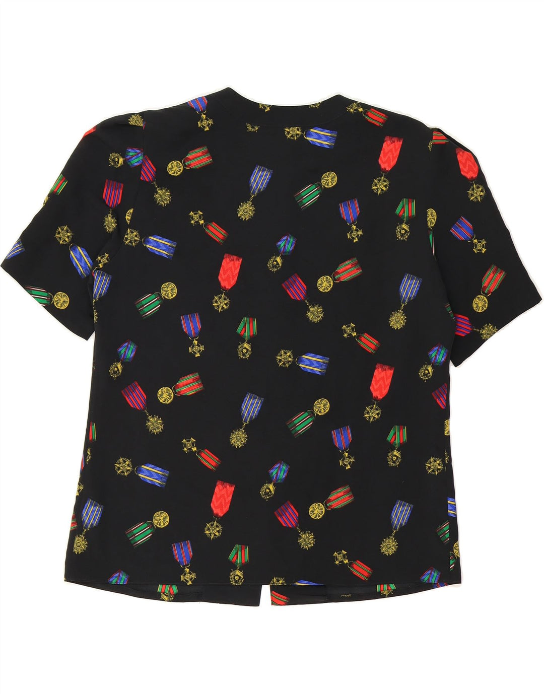 HARDOB Womens Abstract Pattern Short Sleeve Shirt Blouse UK 16 Large Black Vintage Hardob and Second-Hand Hardob from Messina Hembry 
