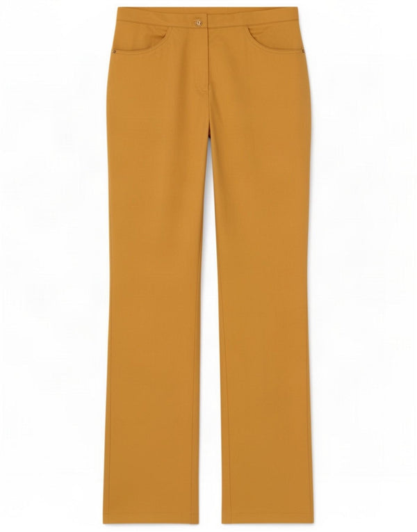 Vintage Womens Straight Casual Trousers IT 44 Medium W30 L32 Yellow Cotton