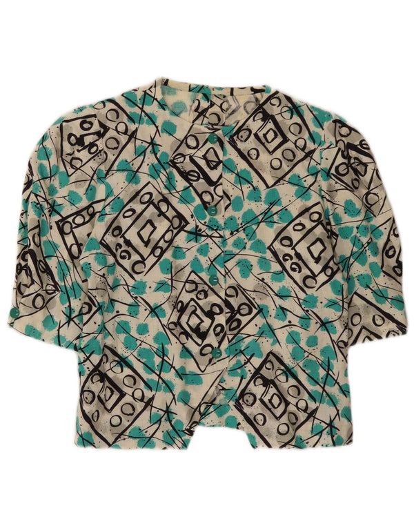 Damska bluzka koszulowa w stylu vintage, UK 12, średnia, wielokolorowa, geometryczna