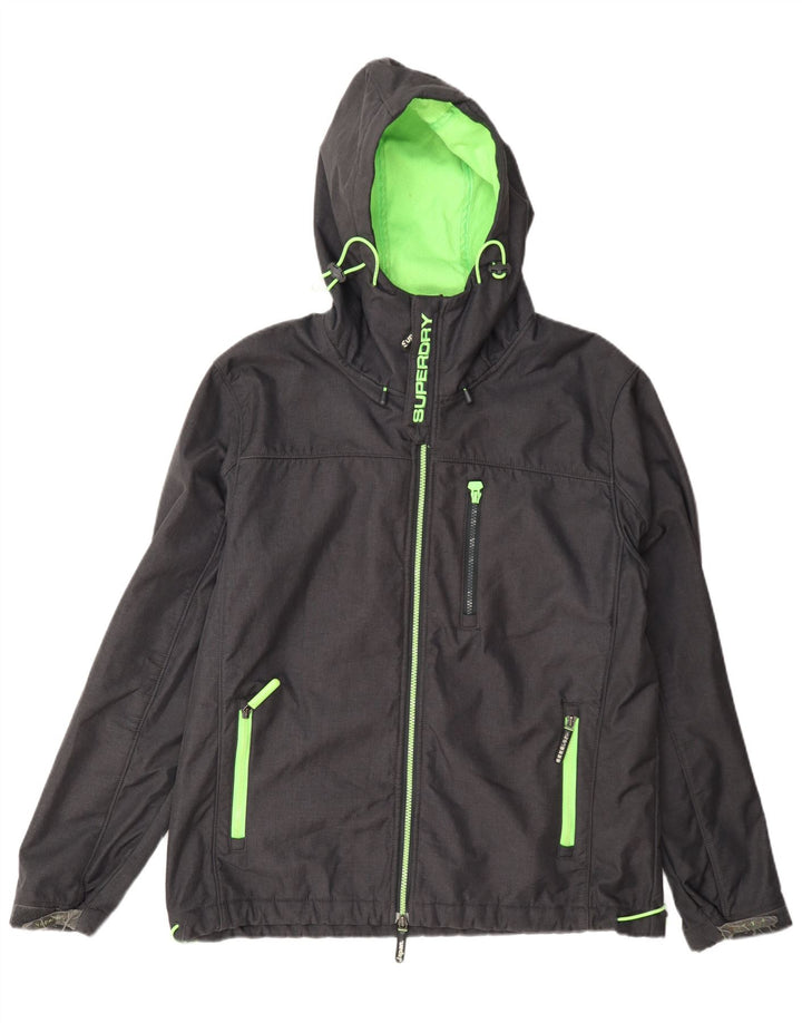 Męska kurtka przeciwdeszczowa z kapturem Superdry Windtrekker UK 44 2XL Szary poliester