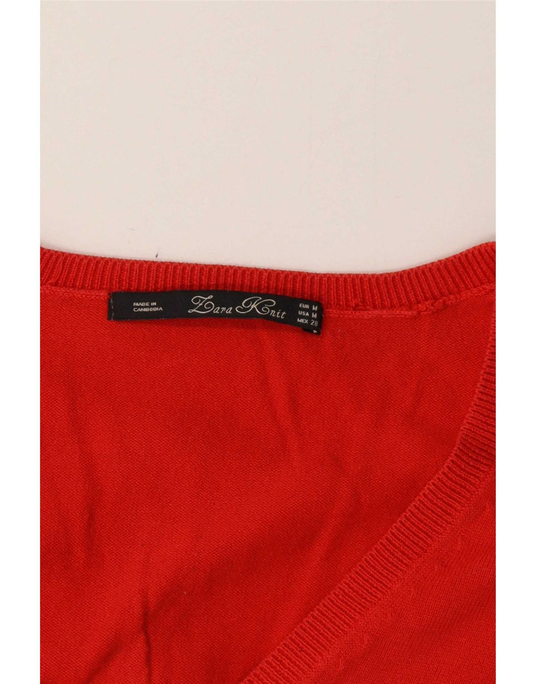 Sweter damski Zara z dekoltem w kształcie litery V, UK 12, średni pomarańczowy