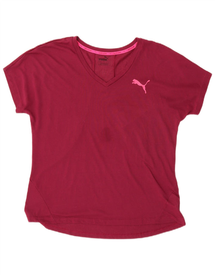 T-shirt damski Puma Top UK 16, duży, bordowy poliester