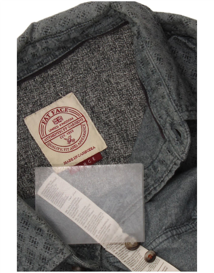 Koszula męska Fat Face, duża, szara, z geometrycznej bawełny