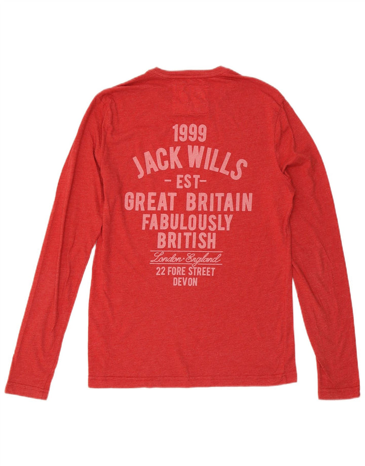 Męski top graficzny JACK WILLS z długim rękawem, mały, czerwony, bawełniany