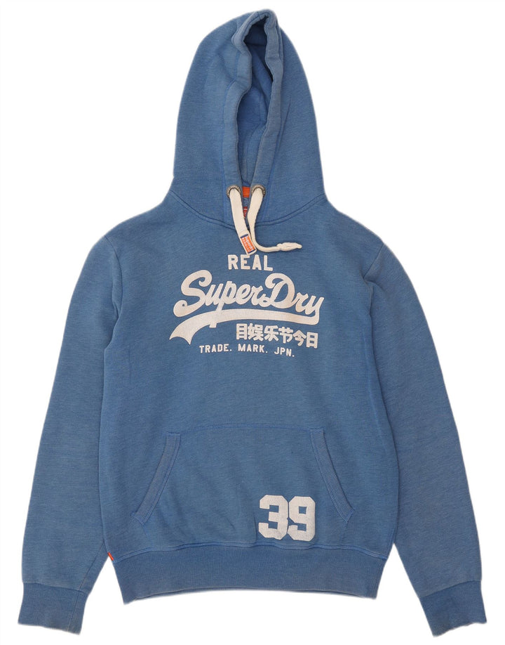 Męski sweter z kapturem Superdry z grafiką, duży, niebieski, bawełniany