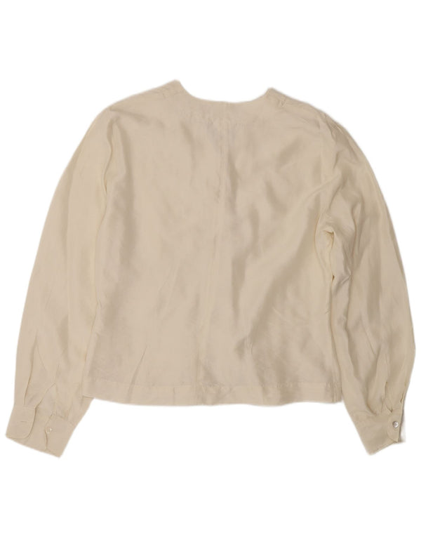 Damska bluzka koszulowa w stylu vintage UK 14 Średni złamany biały jedwab