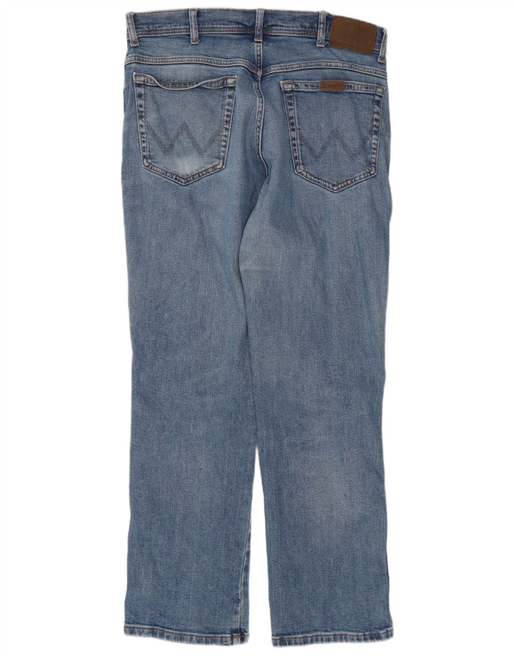 Męskie proste dżinsy WRANGLER W34 L30, niebieska bawełna