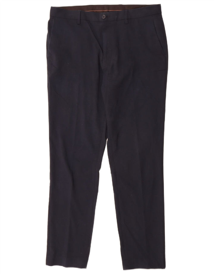 Marks & Spencer Męskie spodnie garniturowe slim fit W34 L31 Granatowy poliester