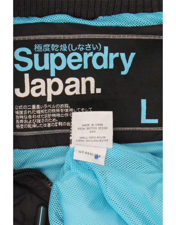 Męska kurtka przeciwdeszczowa Superdry UK 40, duża, czarna, nylonowa