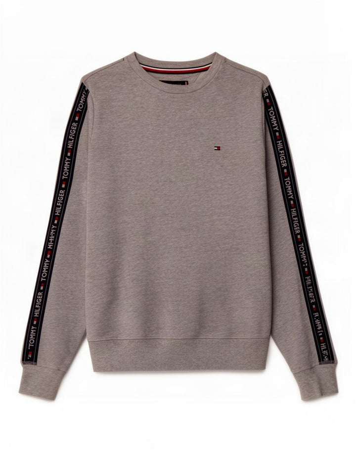 Męska bluza z grafiką Tommy Hilfiger, mała, szara, bawełniana w bloki kolorów