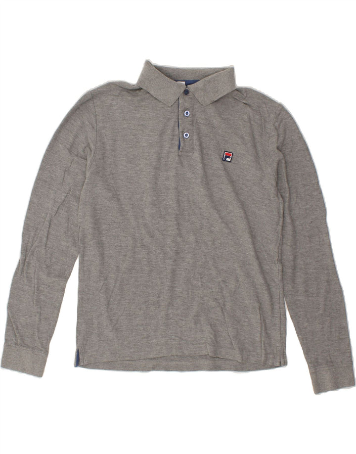 FILA Mens Long Sleeve Polo Shirt Medium Grey Cotton Vintage Fila and Second-Hand Fila from Messina Hembry 