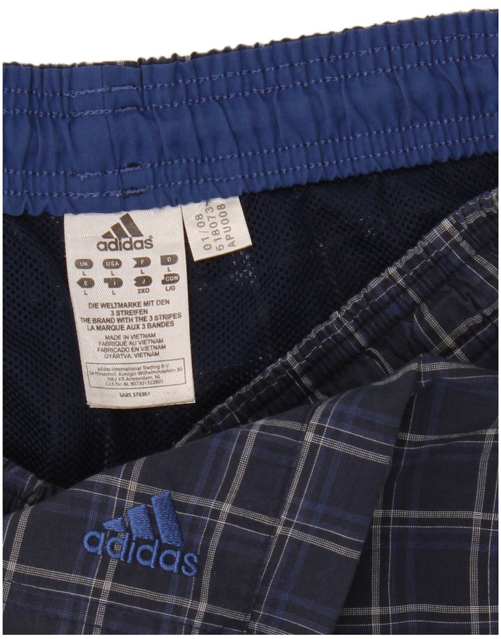 Męskie spodenki kąpielowe Adidas, duże, niebieskie, poliestrowe w kratę