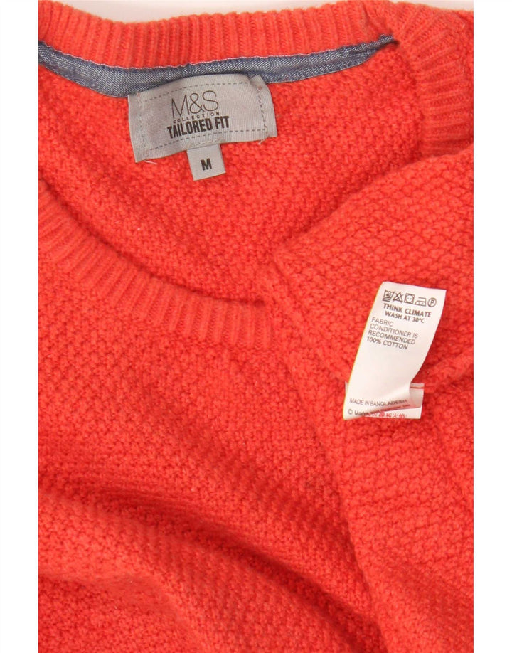 Marks & Spencer Męski sweter o dopasowanym kroju z okrągłym dekoltem, średni czerwony