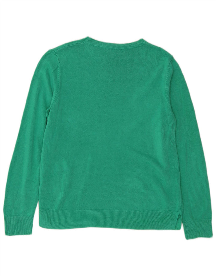 Marks & Spencer Damski sweter z okrągłym dekoltem, UK 14, średni zielony akryl