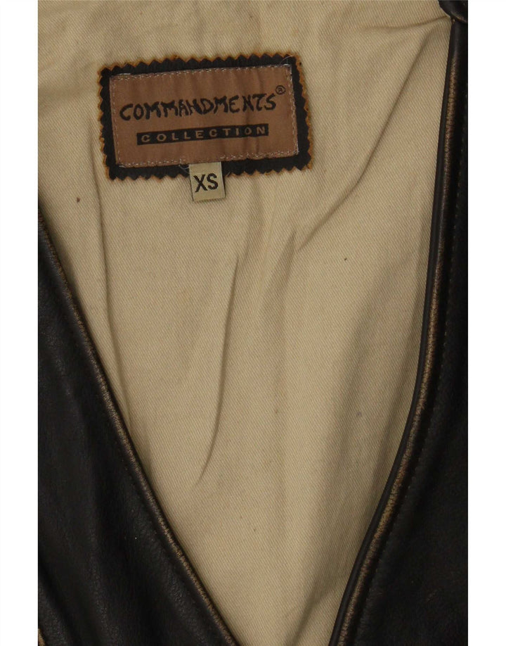 Vintage męska skórzana kamizelka XS czarna