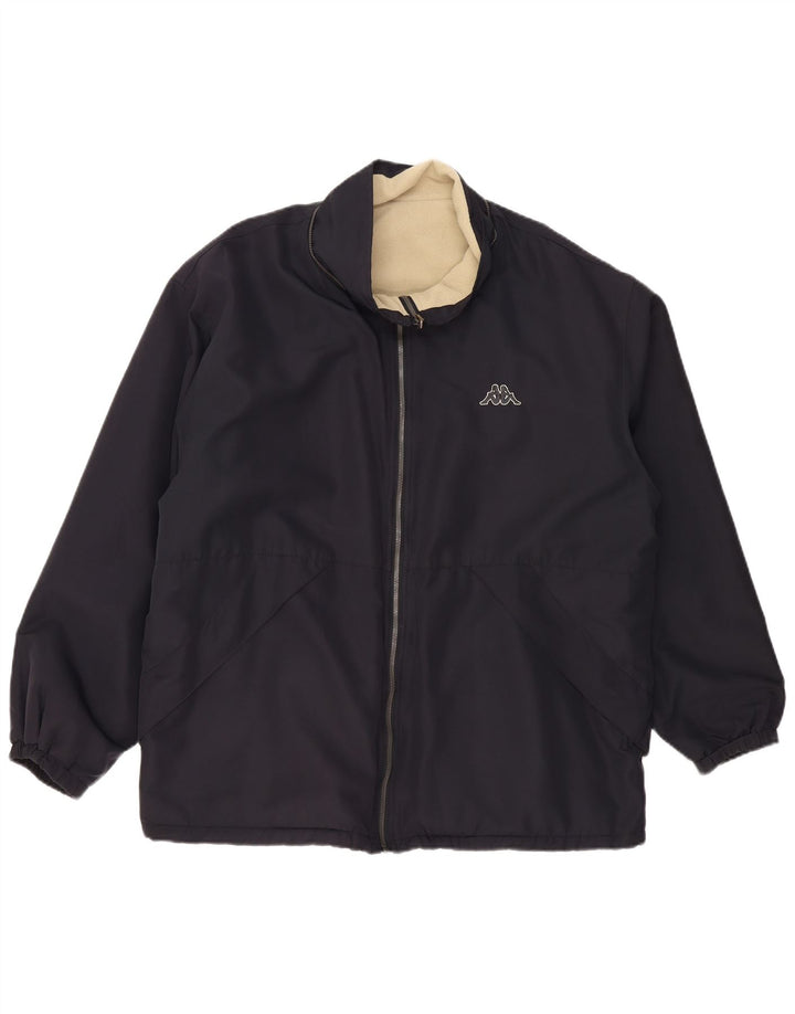 Męska dwustronna kurtka KAPPA UK 40, duża, granatowa, poliestrowa