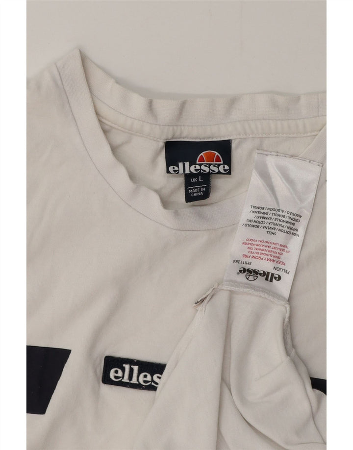 T-shirt męski ELLESSE, duży, biały, bawełniany z blokami kolorów