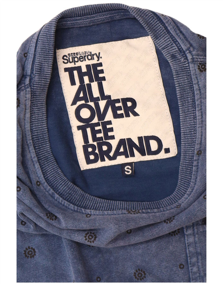 Męski T-shirt Superdry, mały, niebieski, bawełniany w cętki