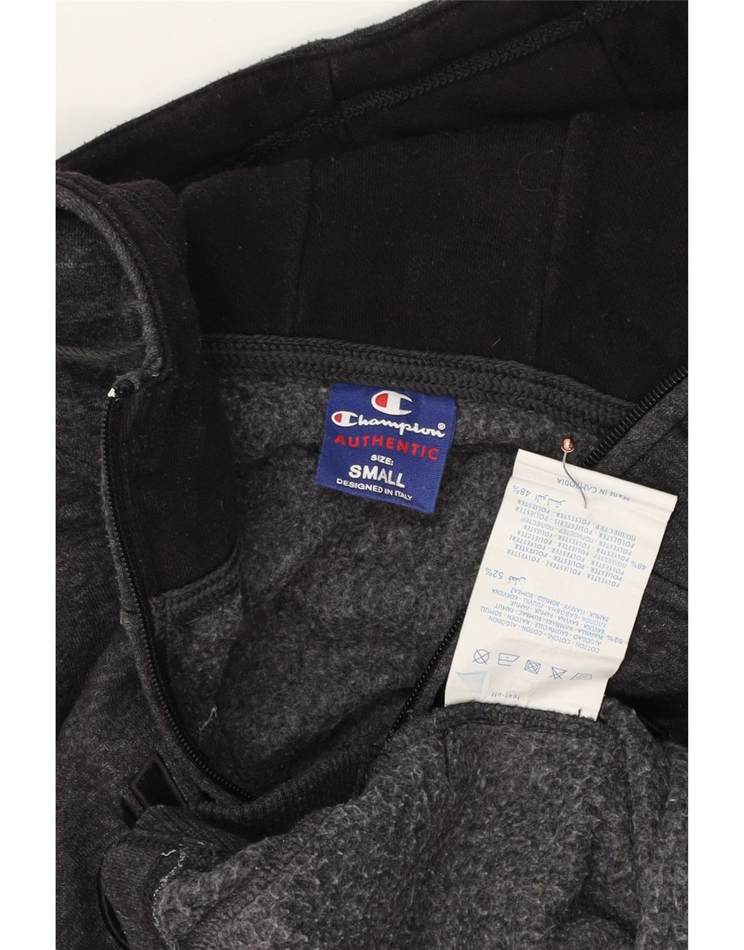 Męski sweter z kapturem i zamkiem błyskawicznym CHAMPION, mały, szary, z bawełny w plamki