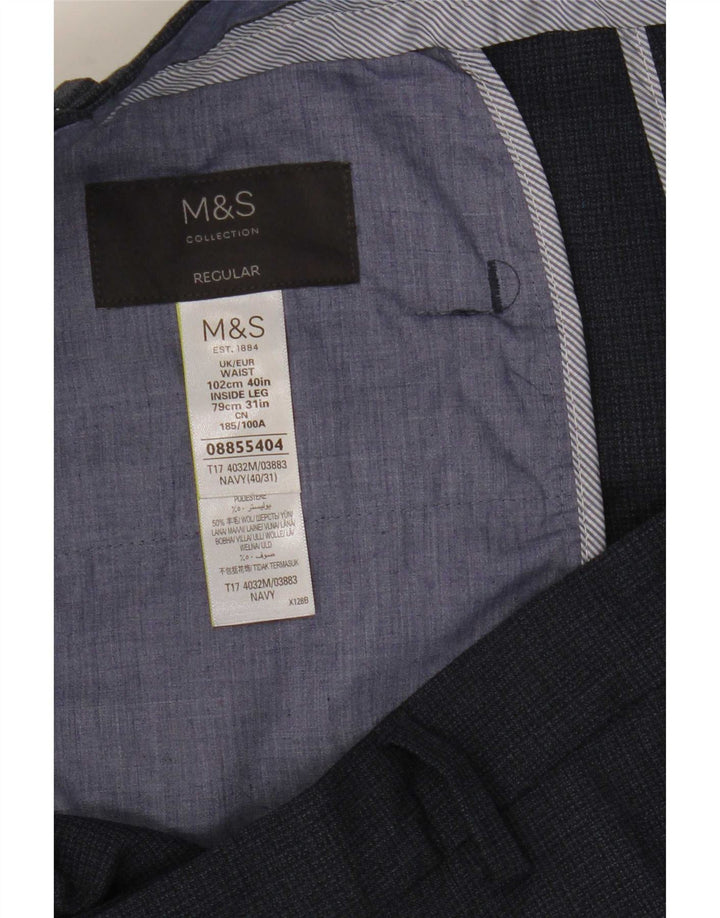Marks & Spencer Męskie proste spodnie garniturowe W40 L31 granatowe