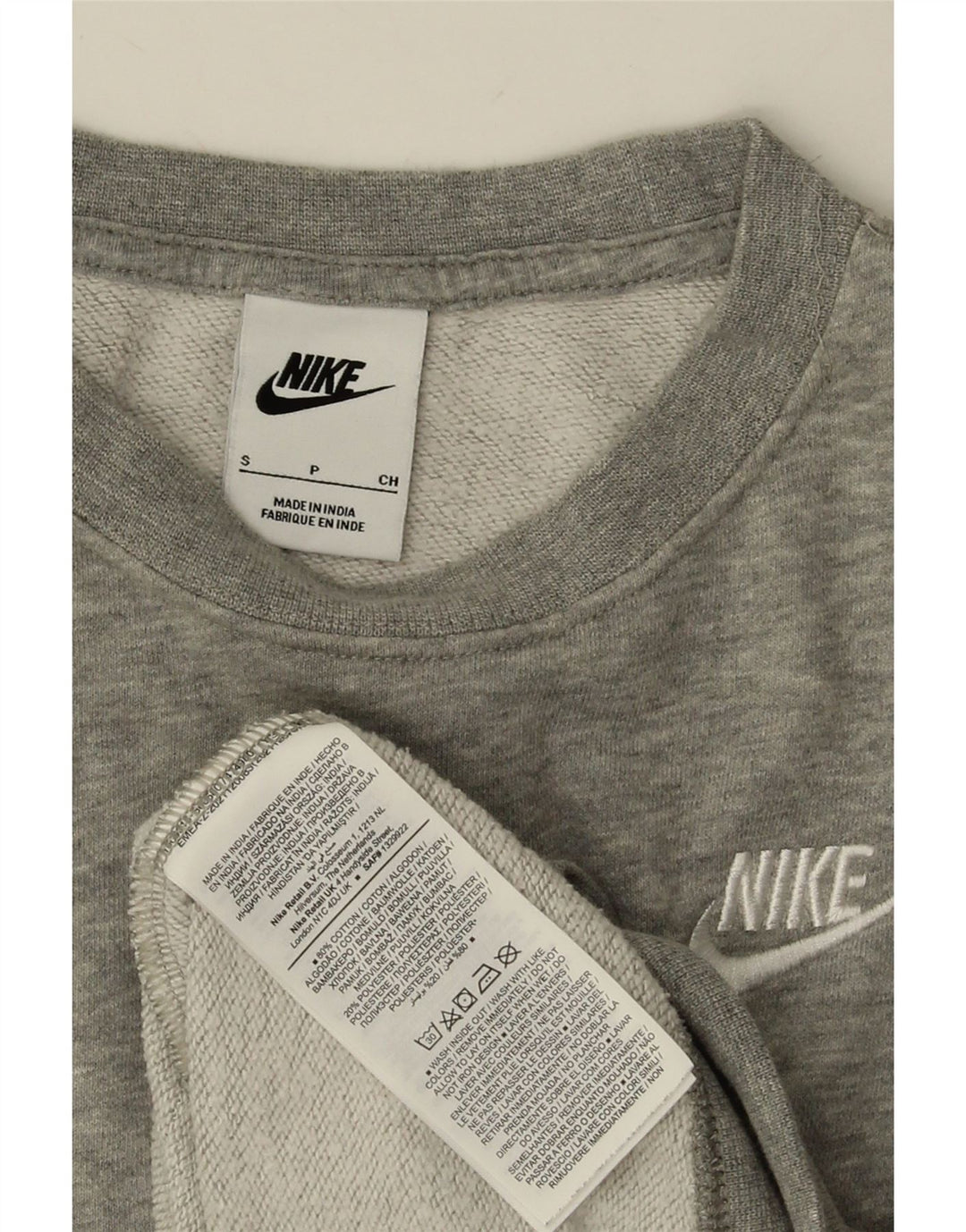Męski sweter NIKE, mały, szary, bawełniany