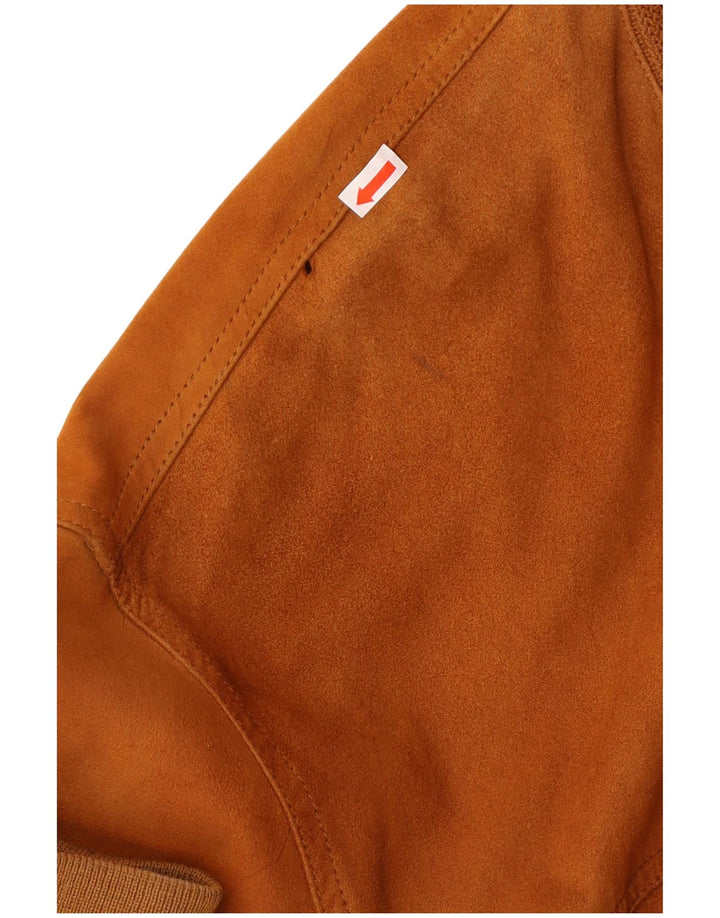 Męska zamszowa kurtka bomberka VINTAGE UK 42 XL, brązowa skóra