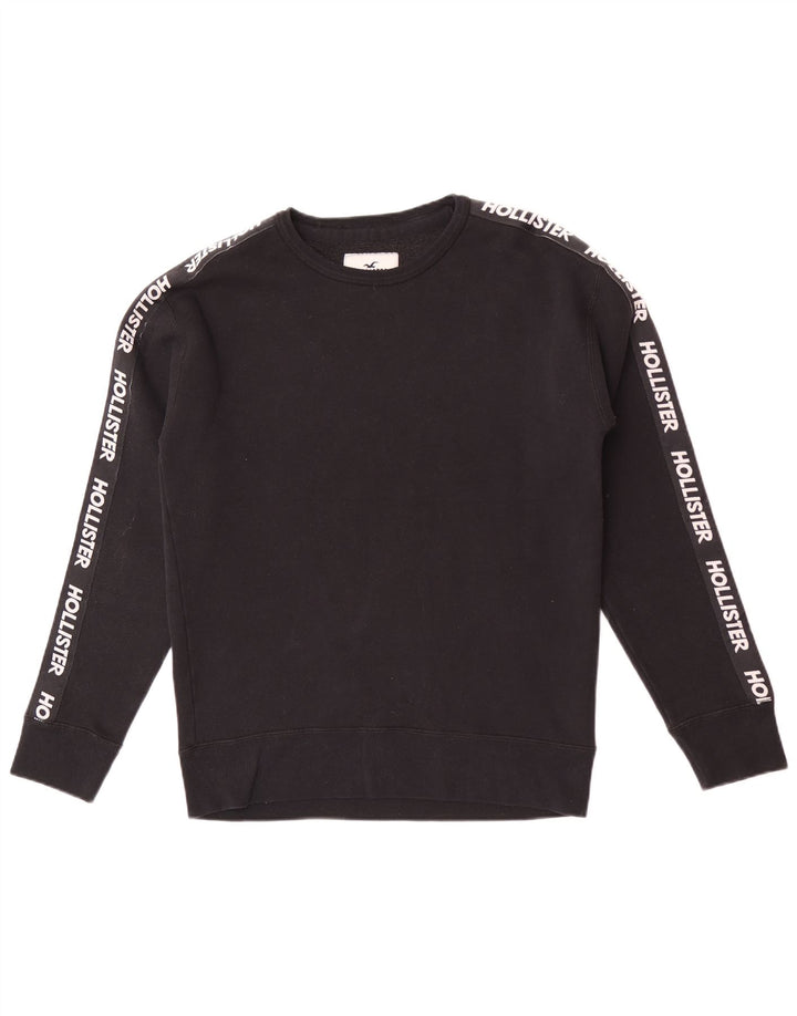 Męski sweter z grafiką Hollister, mały, czarny, z blokami kolorów