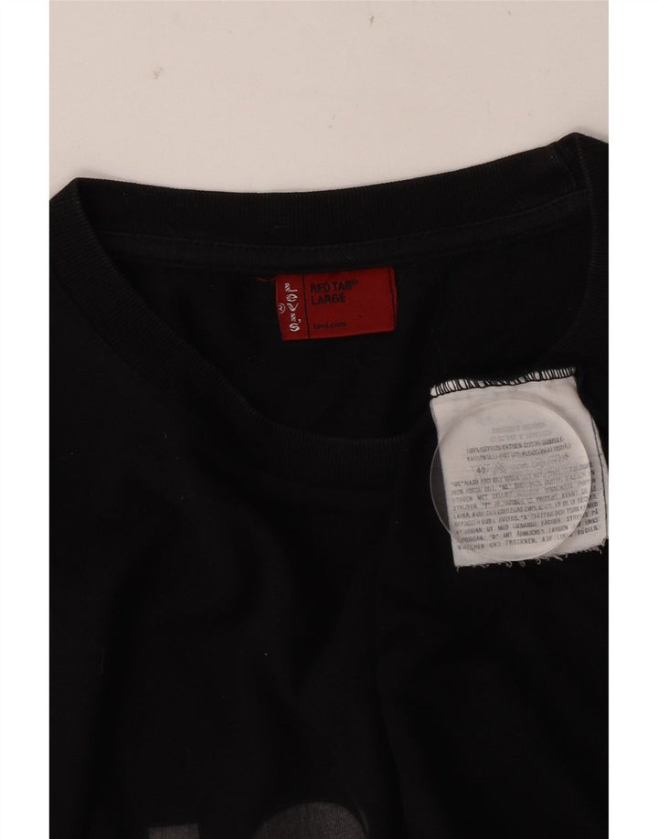 Męski graficzny top Levi's z długim rękawem, duży, czarny, bawełniany