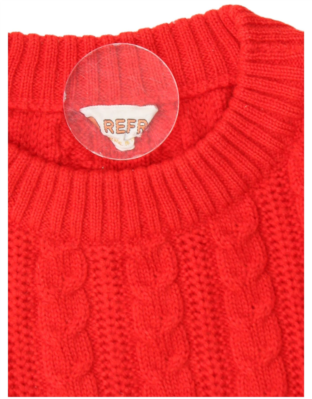 Vintage męski sweter z wycięciem pod szyją, mały czerwony