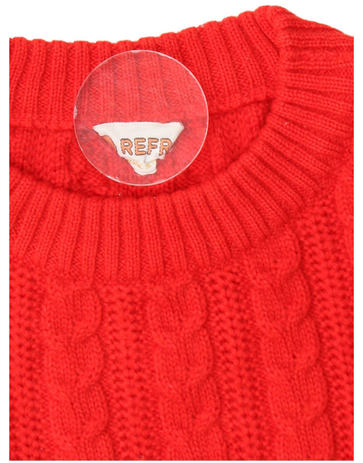 Vintage męski sweter z wycięciem pod szyją, mały czerwony