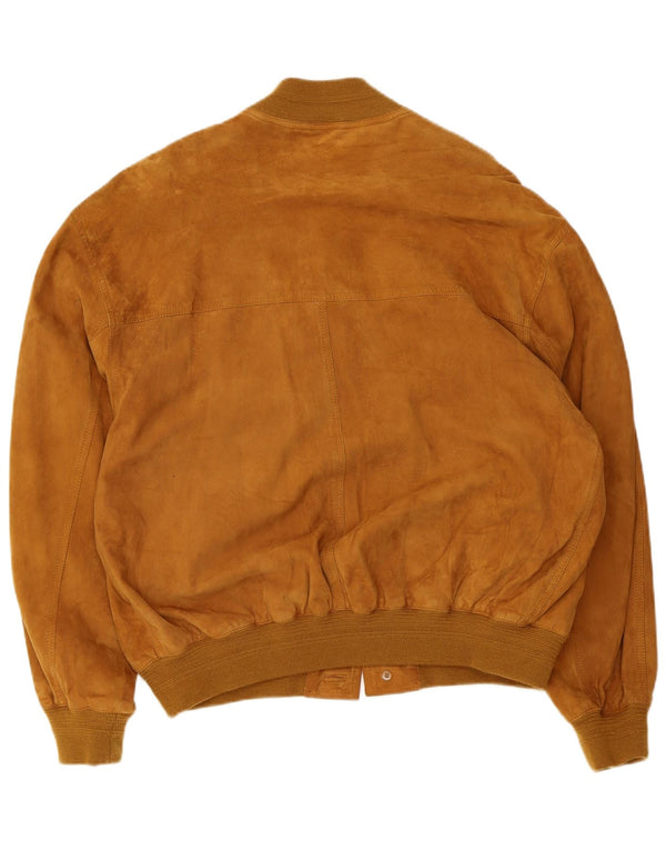 Vintage męska zamszowa kurtka bomber UK 40 duża brązowa skóra