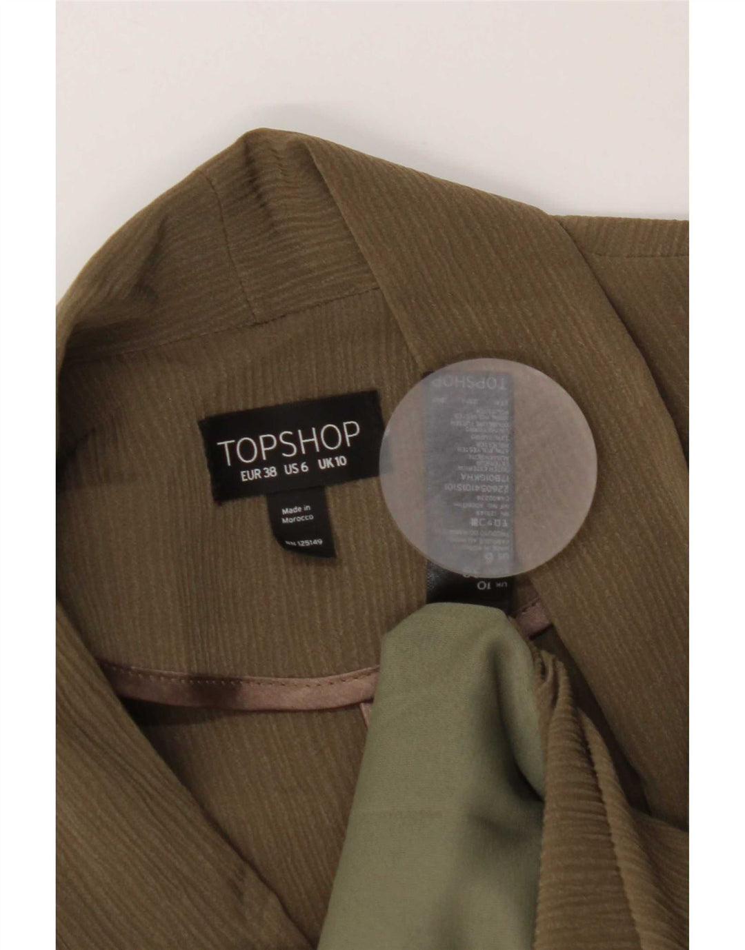 Topshop Damska marynarka oversize zapinana na 1 guzik, UK 10, małe khaki w prążki