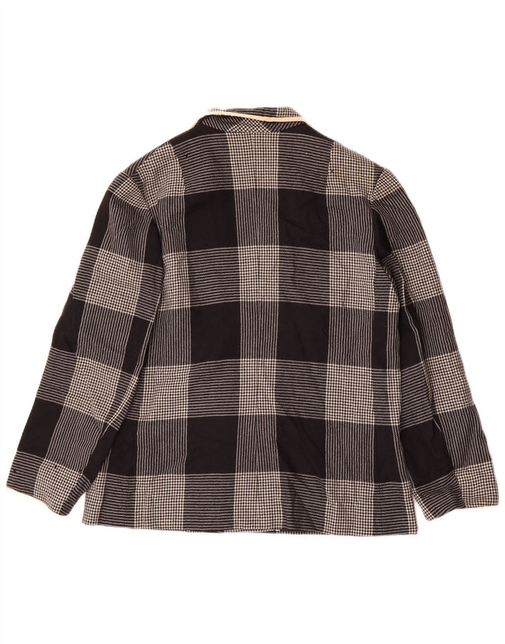 Vintage damska marynarka dwurzędowa UK 14, średnia czarna pepitka