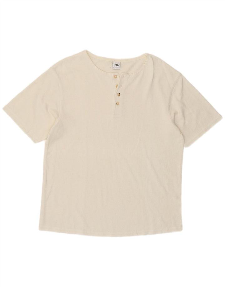 Męska koszulka T-shirt Zara, średnia biel