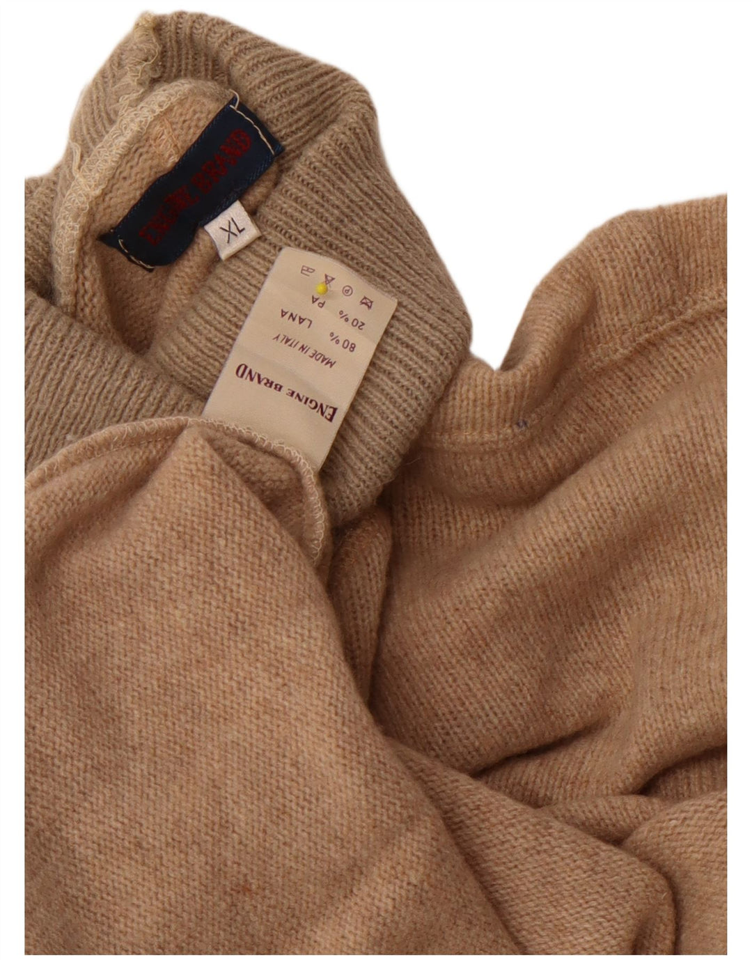 Damski sweter oversize VINTAGE z okrągłym dekoltem UK 18 XL, beżowa wełna