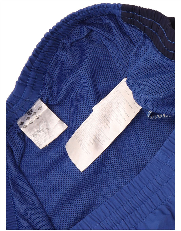 Męskie spodenki kąpielowe Arena z grafiką, duże, niebieskie, poliestrowe z blokami kolorów