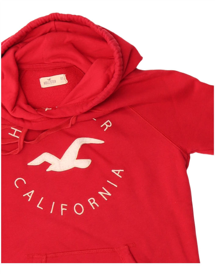 Damski sweter z kapturem HOLLISTER UK 6 XS, czerwony, bawełniany