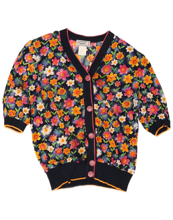 Damski kardigan Gibi Top UK 14 Duży granatowy kwiatowy octan