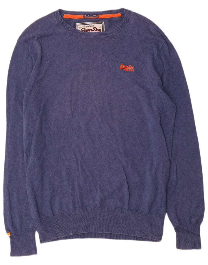 Męski sweter Superdry z dekoltem w łódkę, duży niebieski