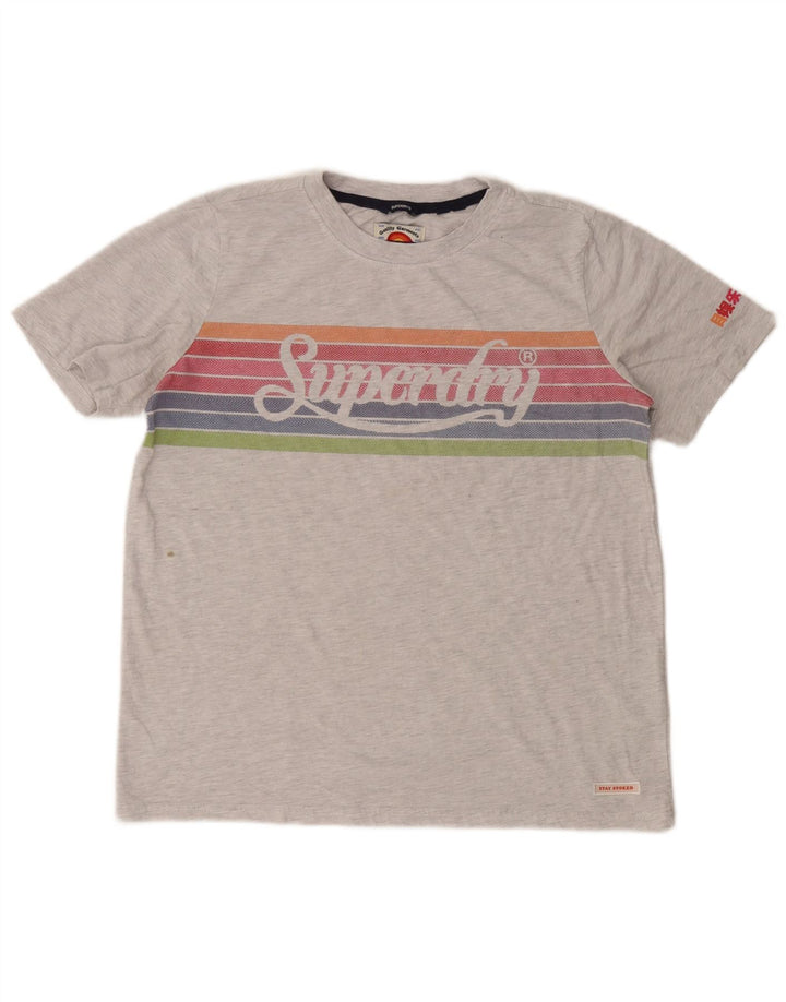 Damski T-shirt Superdry Crop Graphic Top UK 12 w średnie szare paski
