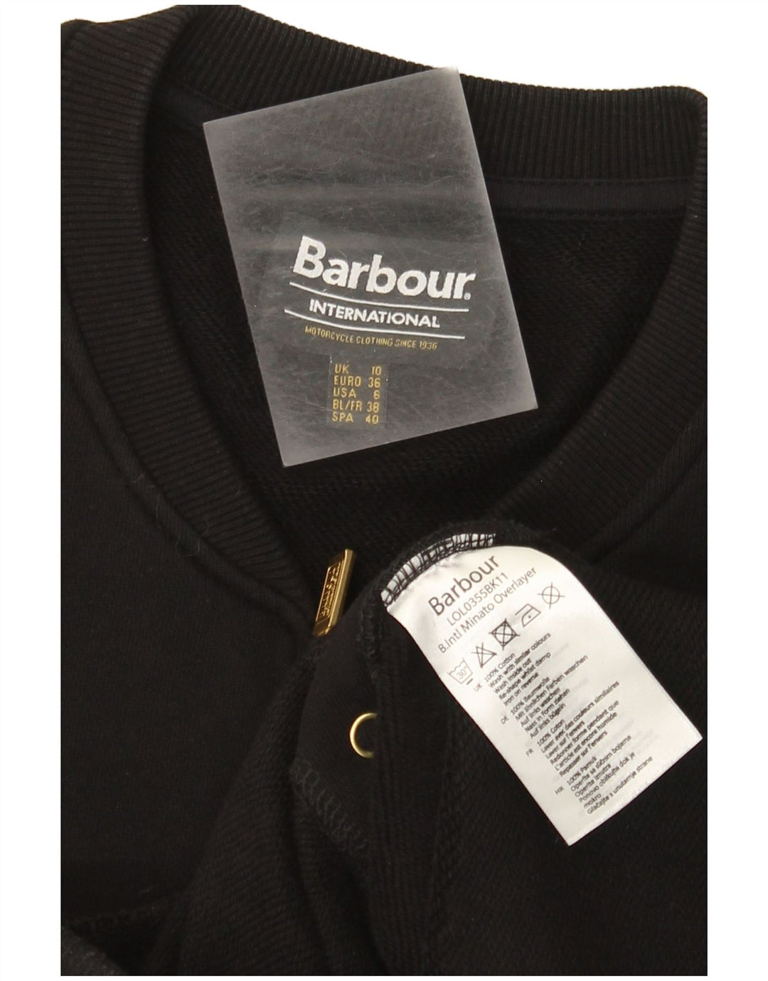 Damska kurtka dresowa Barbour UK 10, mała, czarna, bawełniana