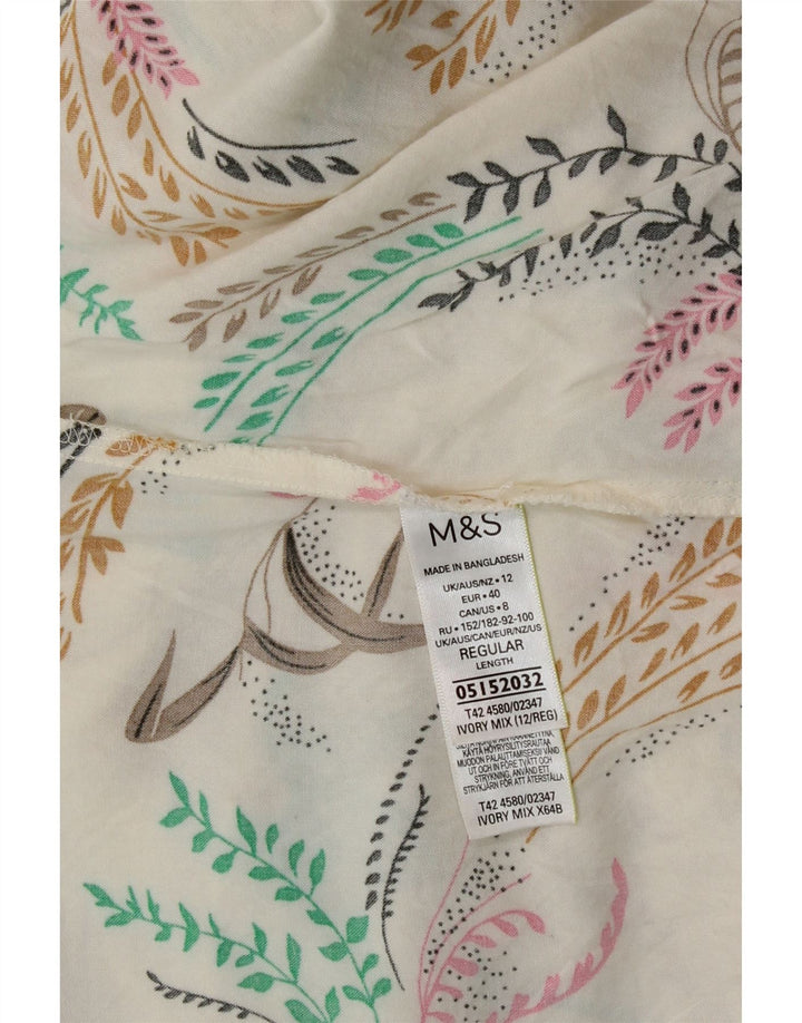 Marks & Spencer Damska sukienka Sundress UK 12, średnia, złamana biel, wiskoza w kwiaty