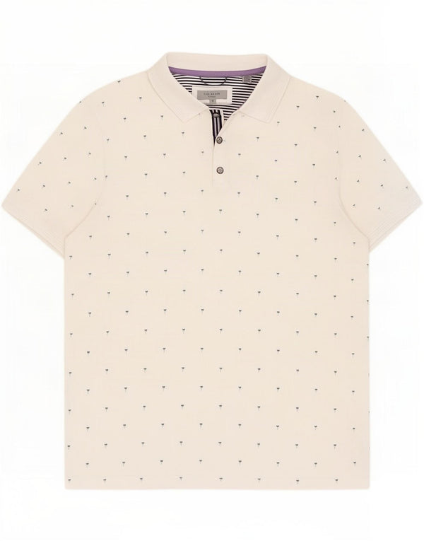 Męska koszulka polo Ted Baker w abstrakcyjny wzór, rozmiar 5 XL, biała bawełna